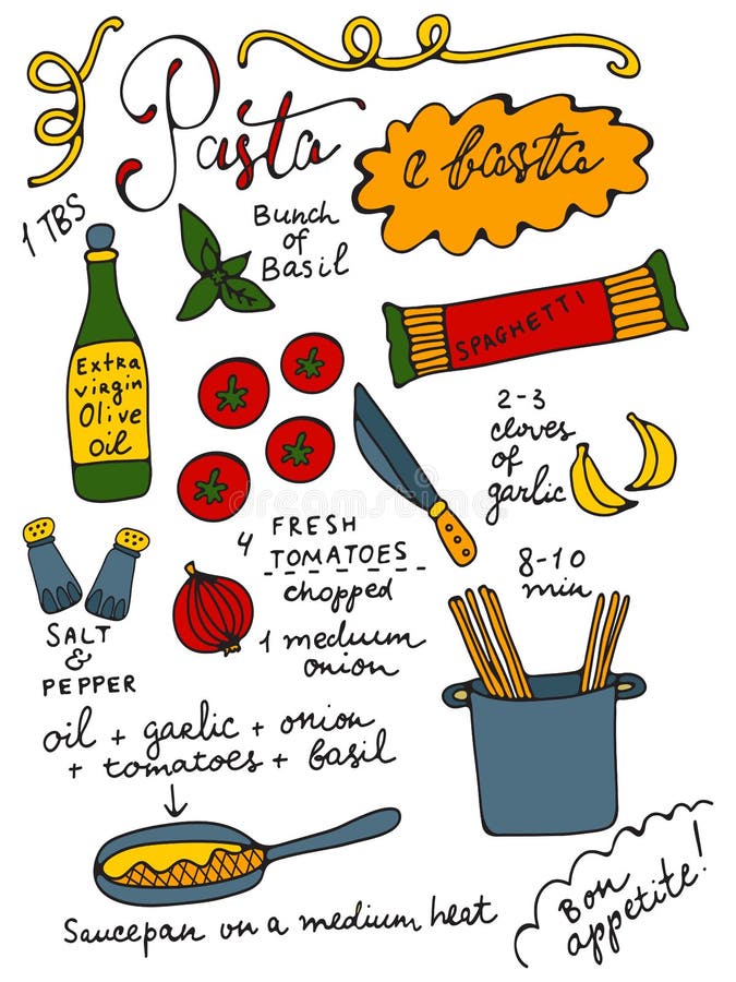 Basta De Las Pastas E Pastas Que Son Todas Ilustración del Vector