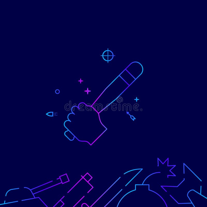 Baston de bâtă de baseball în linie gradient vectorial vectorial ilustrație pe fond albastru închis. bordură inferioară corelată vector illustration