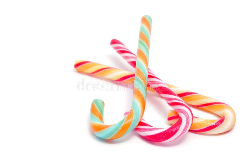 Closeup of some candy canes isolated on a white background. Closeup of some candy canes isolated on a white background