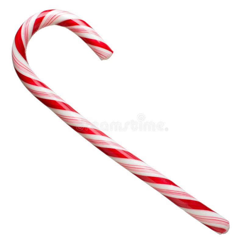 Bastão de doces duros da hortelã listrado nas cores do Natal isoladas em um fundo branco closeup foto de stock Bastão de doces duros da hortelã listrado nas cores do Natal isoladas em um fundo branco closeup foto de stock