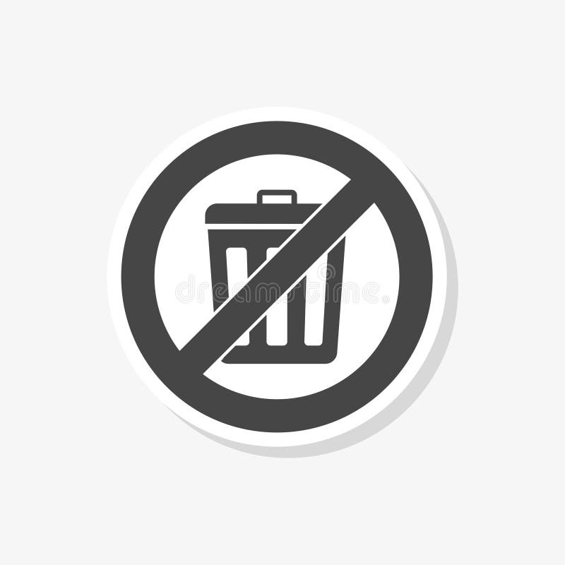 Basura del tiro del ` t de Don, etiqueta engomada de la muestra de la papelera de reciclaje, icono simple del vector libre illustration
