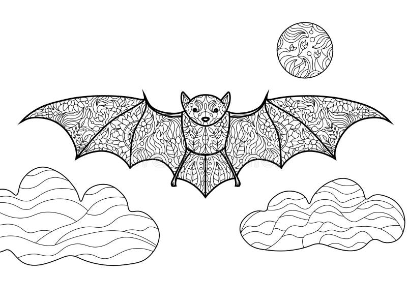 Download Bat Coloring Book For Adults Vector Stock Vector ...