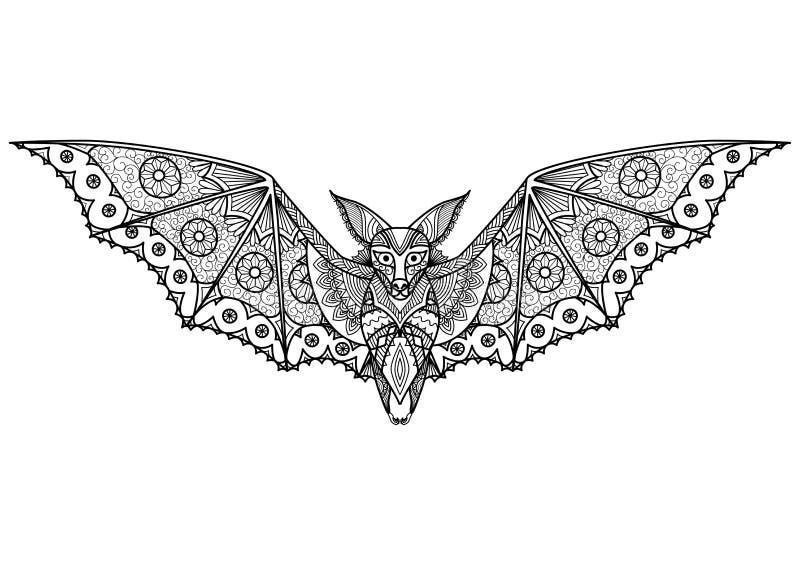 Download Bat Zentangle stock vector. Illustration of coloring ...