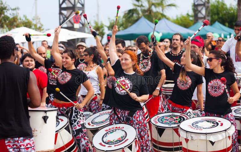 Concert of Batala drummers editorial stock photo. Image of performance ...