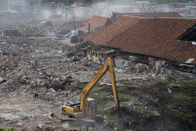 Batang Village Demolition at North Jakarta Editorial Photography