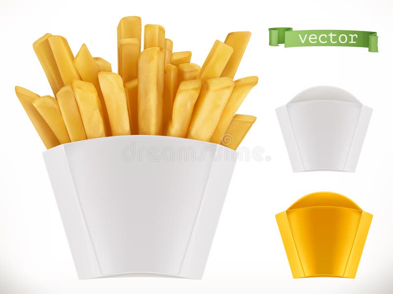 Batata Fritadas do francês ícone do vetor 3d ilustração do vetor Batata Fritadas do francês ícone do vetor 3d ilustração do vetor