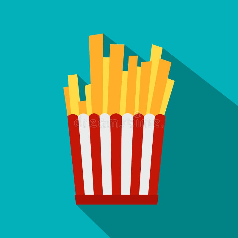 Batatas fritas na caixa de papel listrada vermelha e branca ilustração do vetor Batatas fritas na caixa de papel listrada vermelha e branca ilustração do vetor