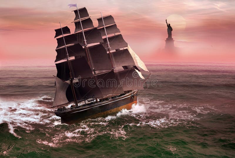 Bateau de liberté illustration stock