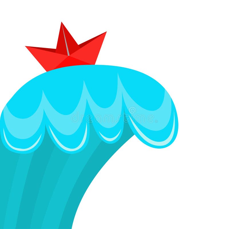 Bateau de papier de bateau d'origami sur la vague de mer d'océan Calibre surfant de l'eau Grande ondulation Métier fabriqué à la illustration de vecteur Bateau de papier de bateau d'origami sur la vague de mer d'océan Calibre surfant de l'eau Grande ondulation Métier fabriqué à la illustration de vecteur
