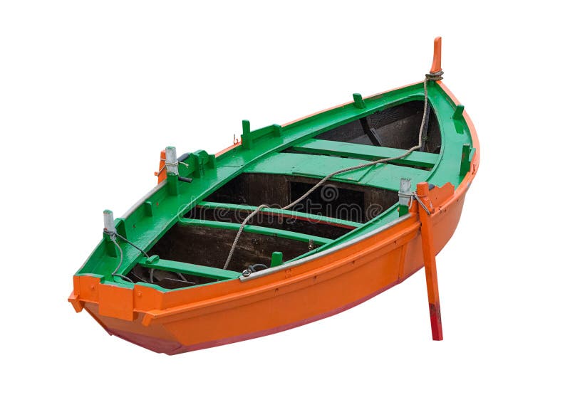 Bateau de pêche en bois d'isolement sur le fond blanc photos libres de droits Bateau de pêche en bois d'isolement sur le fond blanc photos libres de droits