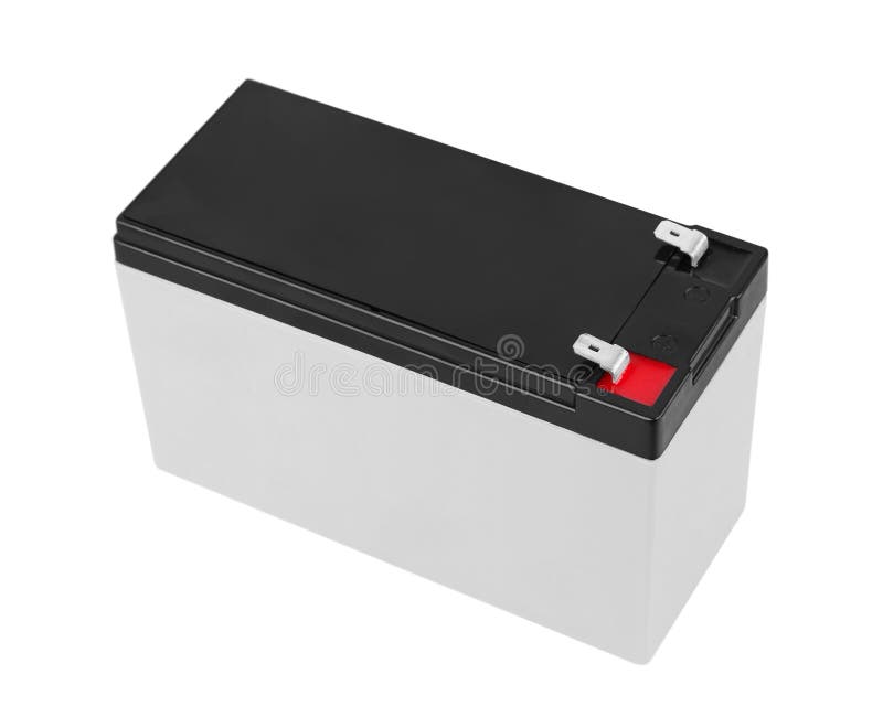 Bateria acumuladora sobre fundo branco imagem de stock royalty free