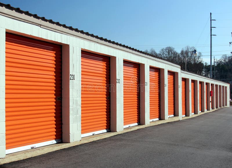 Bank of self-storage units for secure and safe storage. Bank of self-storage units for secure and safe storage