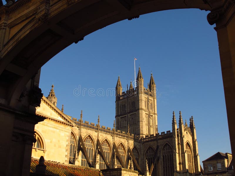Bath Abbey Bath England Viewed through Arch Stock Image Image of