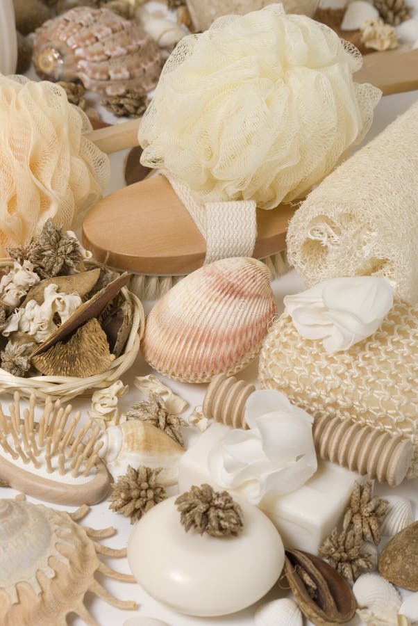 Bath Accessories and Orchid Stock Photo - Image of aroma, beads: 20238238