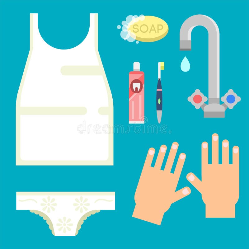 Bath equipment icons modern shower colorful illustration for bathroom interior hygiene vector design. royalty free illustration Bath equipment icons modern shower colorful illustration for bathroom interior hygiene vector design. royalty free illustration