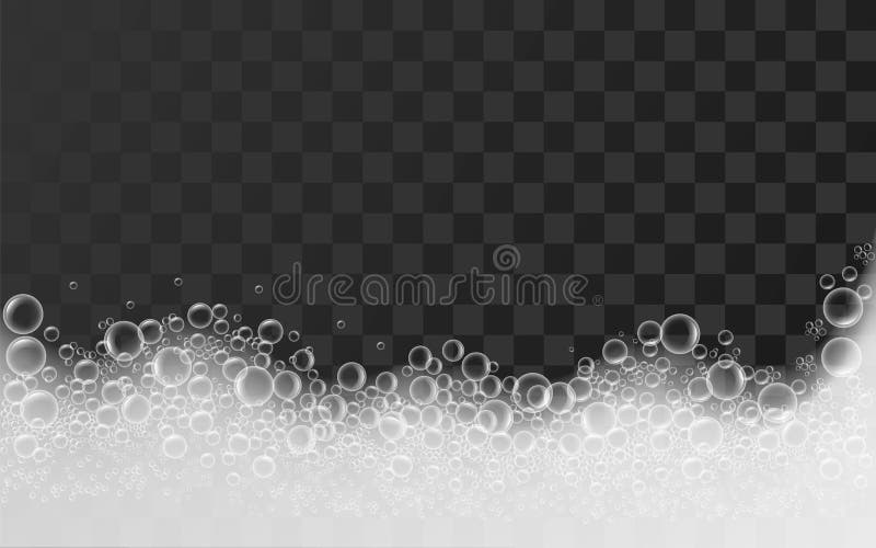 Realistic bath foam. Transparent shampoo bubbles, (1169260)