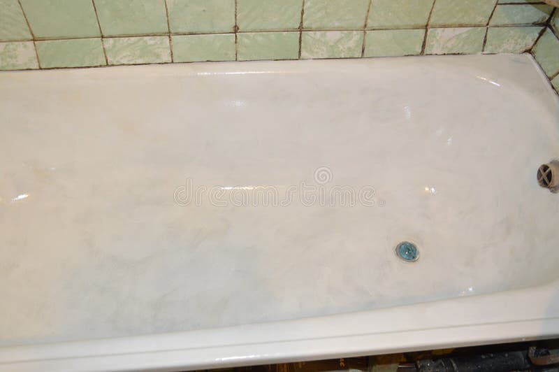 Bath Restoration and Painting with Enamel Paint Stock Photo Image of
