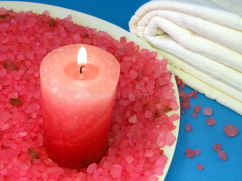Bath salt and candle stock photos