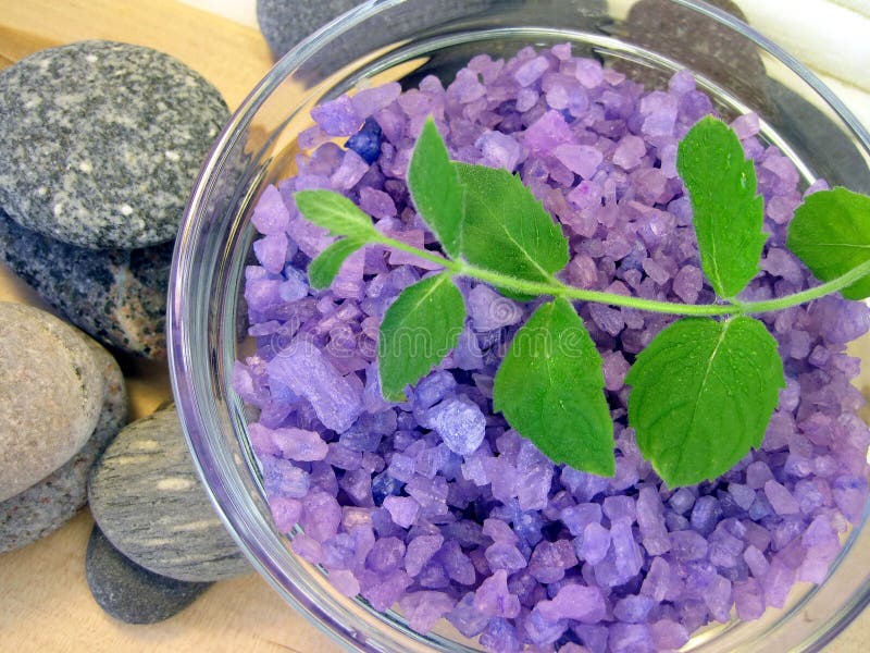 Bath salt and mint royalty free stock photo
