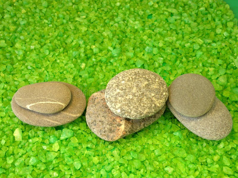 Bath salt and stones stock photography