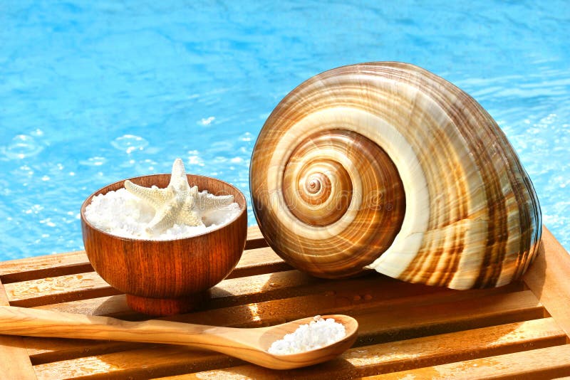 Bath salts and sea shell