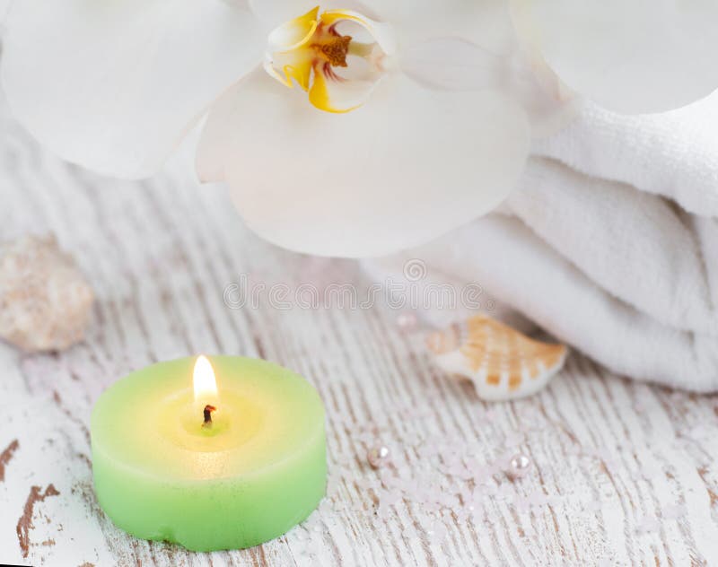 Bath and spa accessories stock photo. Image of flame 27904086