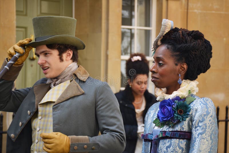 Actors of a period drama filmed by Netflix during breaks. Bath, United Kingdom - August 31, 2019: Actors of a period drama filmed by Netflix during breaks stock image Actors of a period drama filmed by Netflix during breaks. Bath, United Kingdom - August 31, 2019: Actors of a period drama filmed by Netflix during breaks stock image