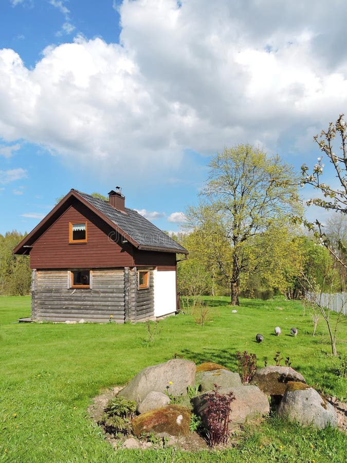 Bathhouse in garden royalty free stock image