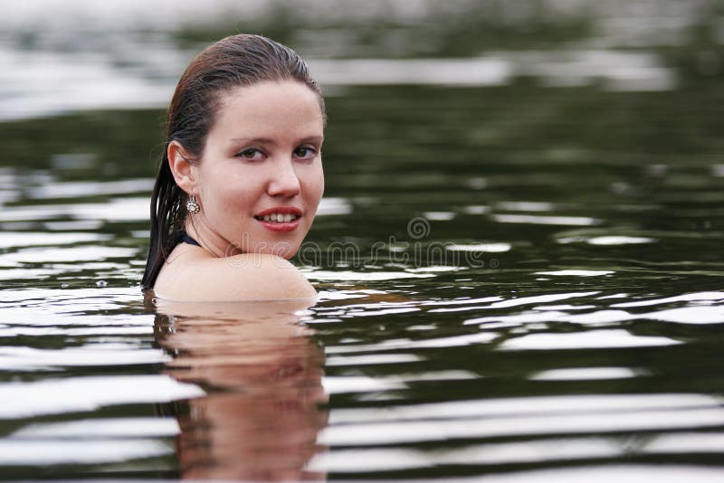 Bathing beauty stock photo. Image of smiling, female, sport 1096108