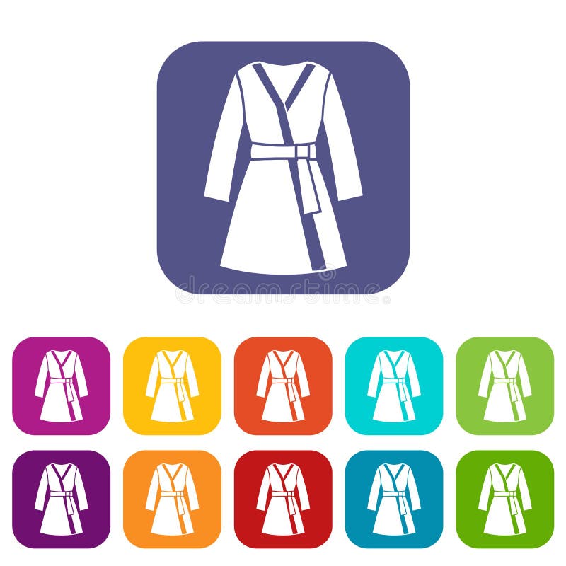 Bathrobe icons set stock vector. Illustration of bathrobe 96549225