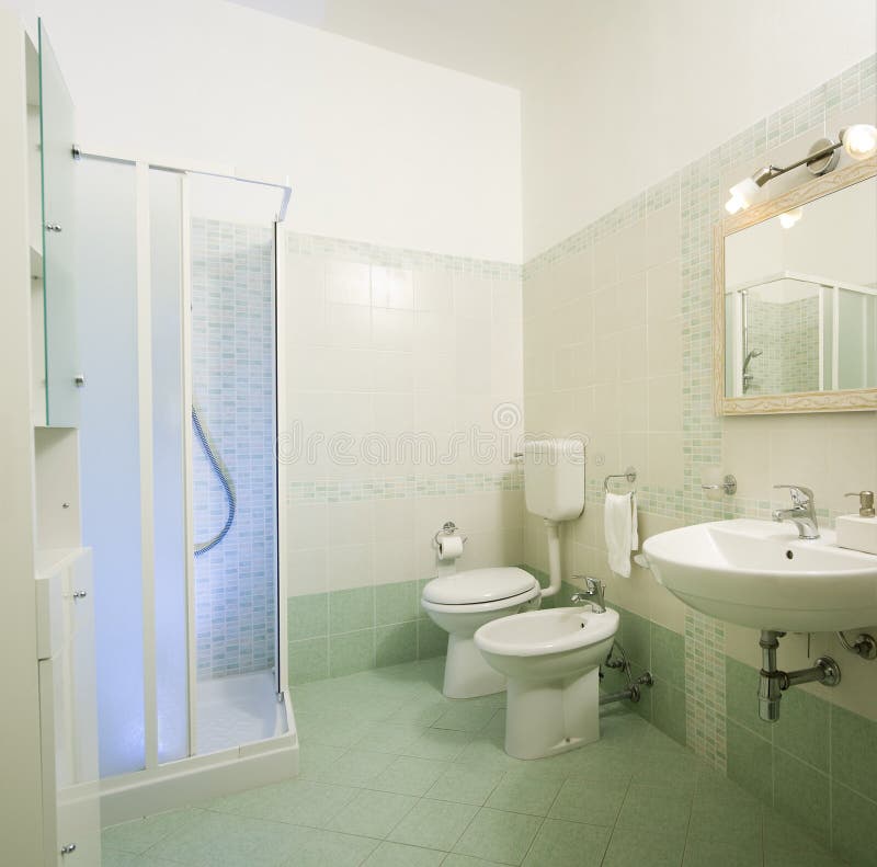 Modern blue bathroom stock image. Image of interior, design - 24477461