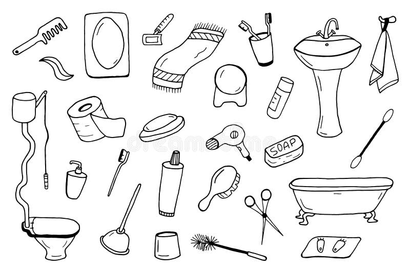 Bathroom Accessories Personal Hygiene Items, Vector Illustration Stock