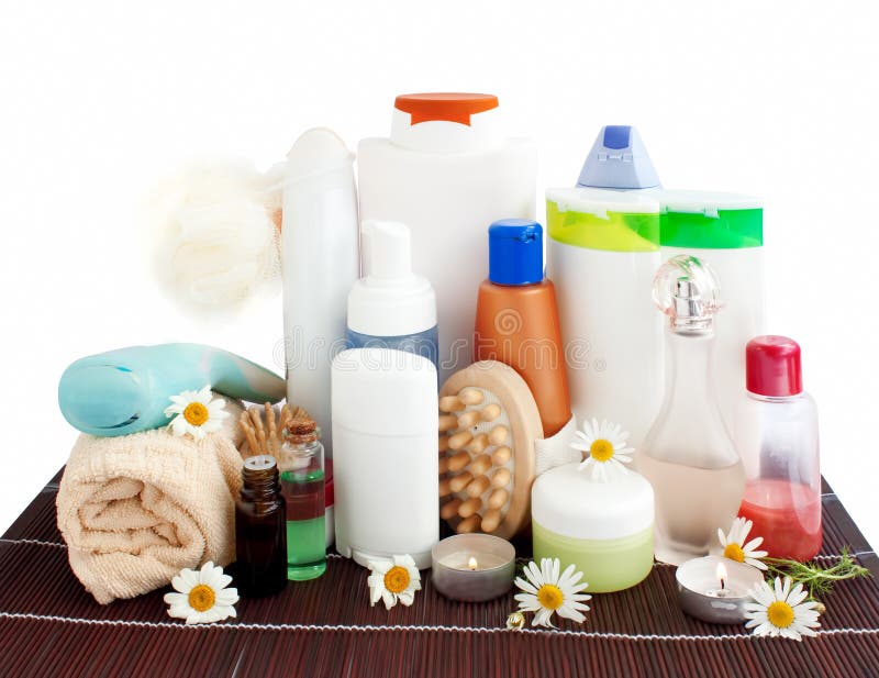 Care and bathroom products stock photo. Image of container 32028564