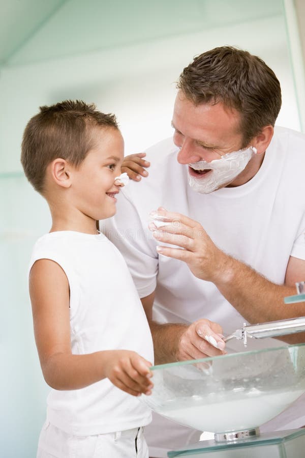 bathroom boy cream man putting shaving young bathroom boy cream man putting shaving young