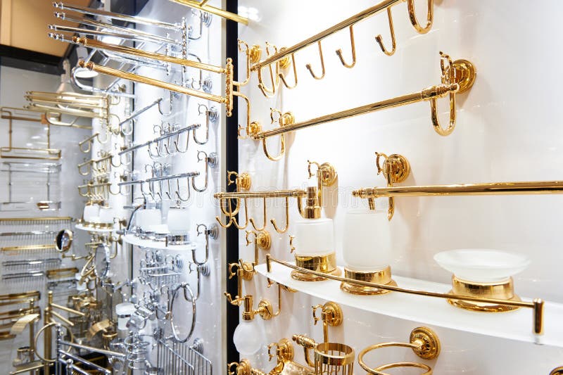 Bathroom fittings and accessories in the store. Bathtub stand stock images, royalty-free photos and pictures