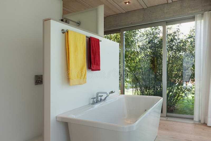 Bathroom, modern bathtub stock photo. Image of design 73166562