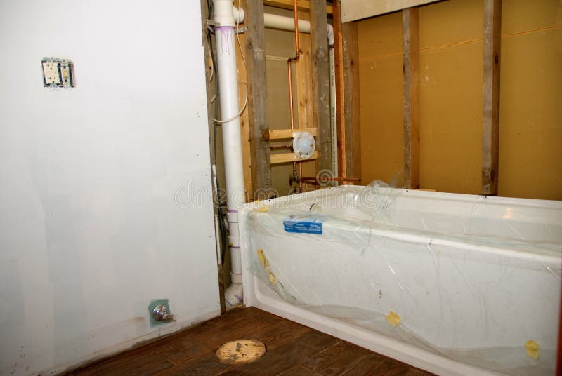Bathroom Remodel Tub and Floor Stock Image Image of home, project