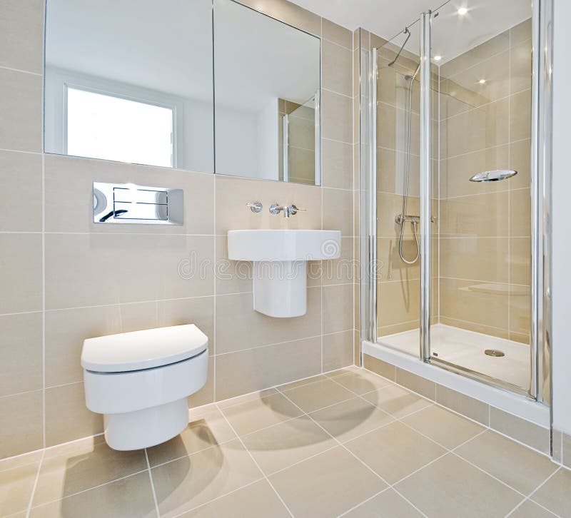Modern Bathroom with Corner Shower Stock Image Image of luxury