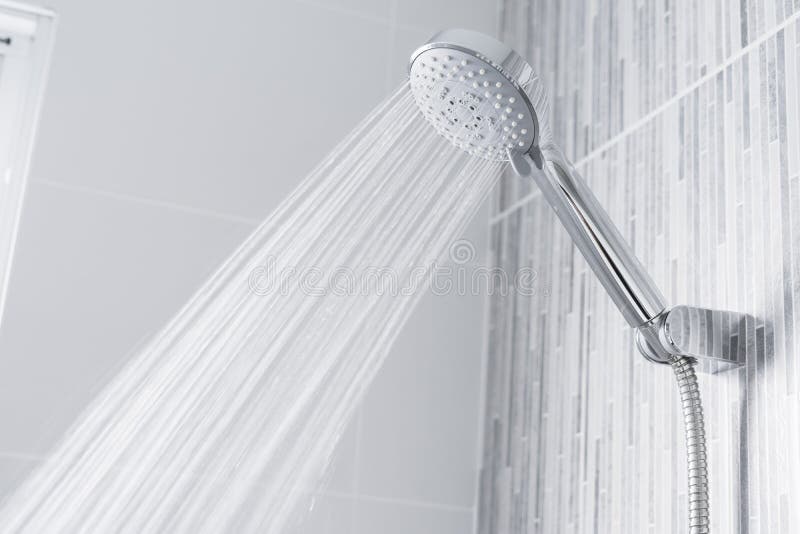 Bathroom Shower Head Spraying Water Stock Image Image of hygiene