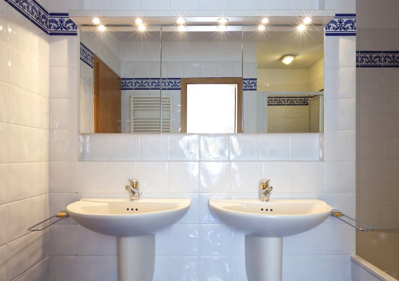 Bathroom sink and mirror stock photo. Image of home, apartment 25744874