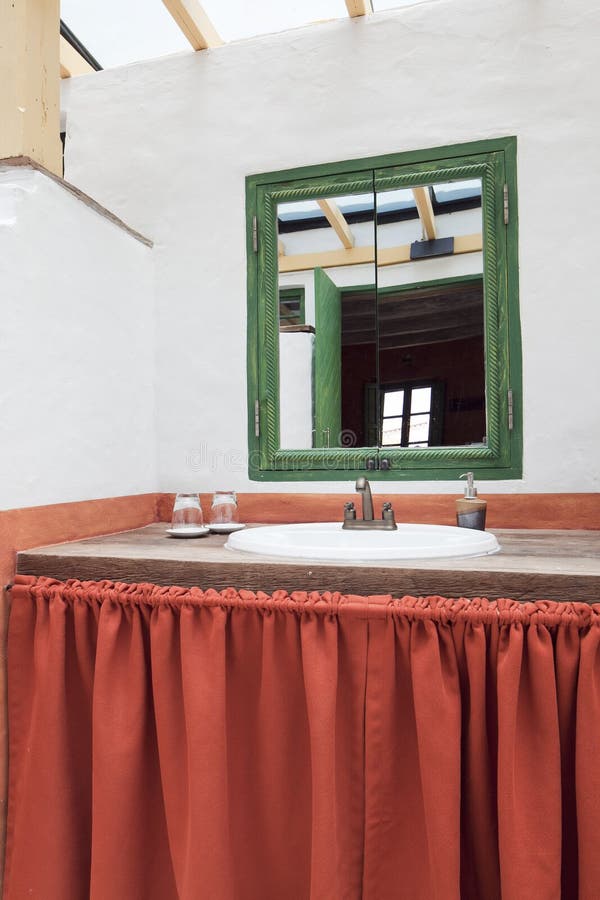 Bathroom with Wood Paneling Stock Image Image of basin, modern 58854859