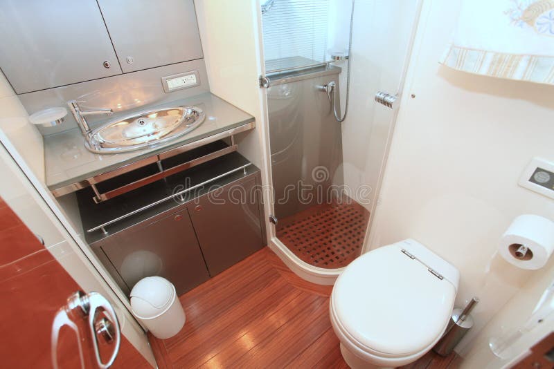 Bathroom on a Yacht stock image. Image of fixtures, shower 19379657