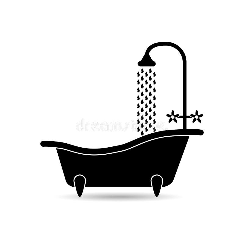 Bathtub icon with flowing water. Bath vector isolated on a light background the icon for the item, a bathroom, a sauna element of web design. Eps. Bathtub icon with flowing water. Bath vector isolated on a light background the icon for the item, a bathroom, a sauna element of web design. Eps.