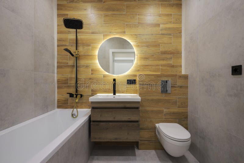 Bathtub and Toilet in the Bathroom Stock Image Image of architecture