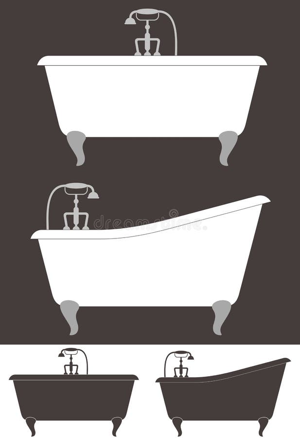 Bathtub. Vintage. Isolated objects. Vector illustration &#x28;EPS 10&#x29;