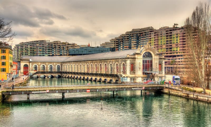 Batiment des Forces motrices in Geneva stock image Batiment des Forces motrices in Geneva stock image