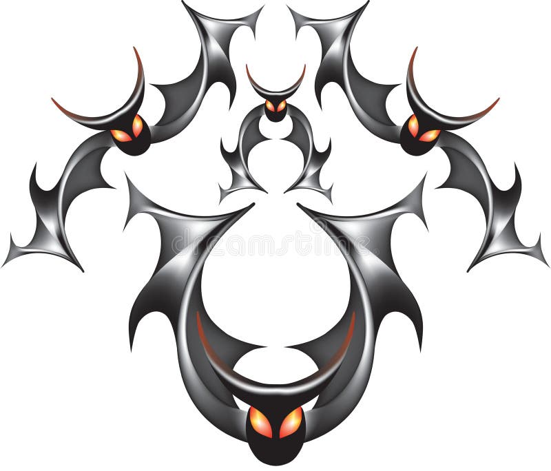 Bat and symmetric tribals Royalty Free Vector Image