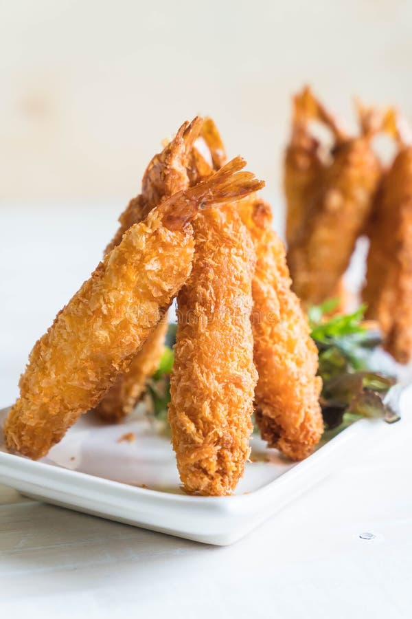 Batterfried Prawns on Wood Stock Image Image of lemon, plate 101290065