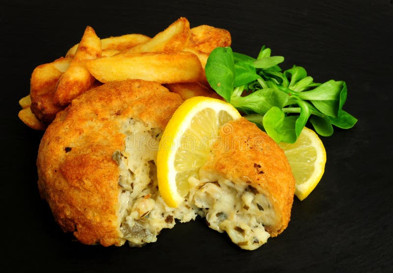 Battered Haddock and Potato Fish Cakes Stock Image Image of potato