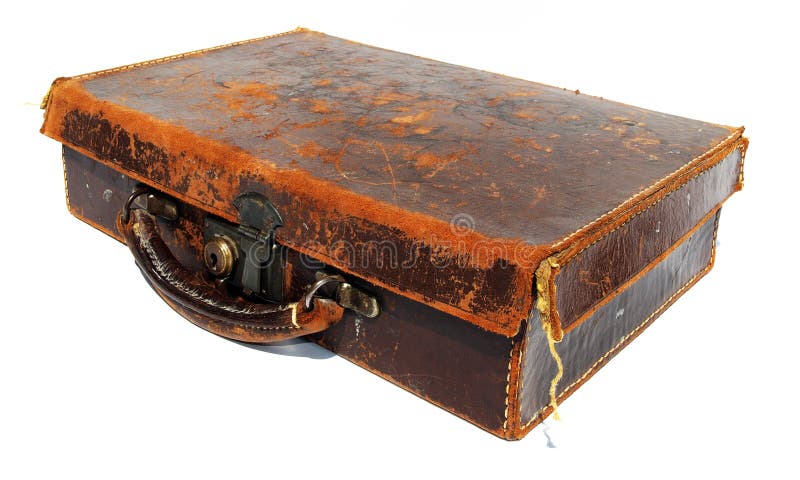 Battered old brown leather suitcase stock photography Battered old brown leather suitcase stock photography